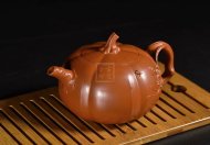 《南瓜壺》宜興紫砂壺高級(jí)工藝美術(shù)師手工朱泥功夫泡茶壺具套裝南瓜