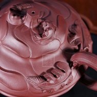 《風卷葵》宜興紫砂壺高級工藝美術(shù)師純手工風卷葵底槽青紫砂茶壺