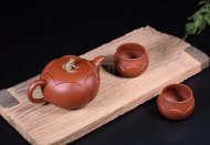 《荷塘月色茶具》宜興紫砂壺名師高級工藝美術(shù)師手工大紅袍金絲西施泡茶壺