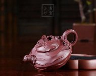 《風卷葵》宜興紫砂壺高級工藝美術(shù)師純手工風卷葵底槽青紫砂茶壺