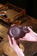 《五子登科》宜興紫砂壺工藝美術師手工刻繪茶壺茶具紫泥