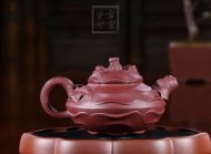 《風卷葵》宜興紫砂壺高級工藝美術(shù)師純手工風卷葵底槽青紫砂茶壺