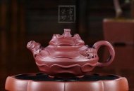 《風卷葵》宜興紫砂壺高級工藝美術(shù)師純手工風卷葵底槽青紫砂茶壺
