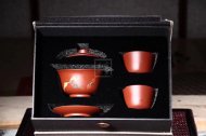 《福在眼前蓋碗小杯套裝》宜興紫砂茶壺紫砂泡茶壺朱泥手工工藝美術員泡茶壺