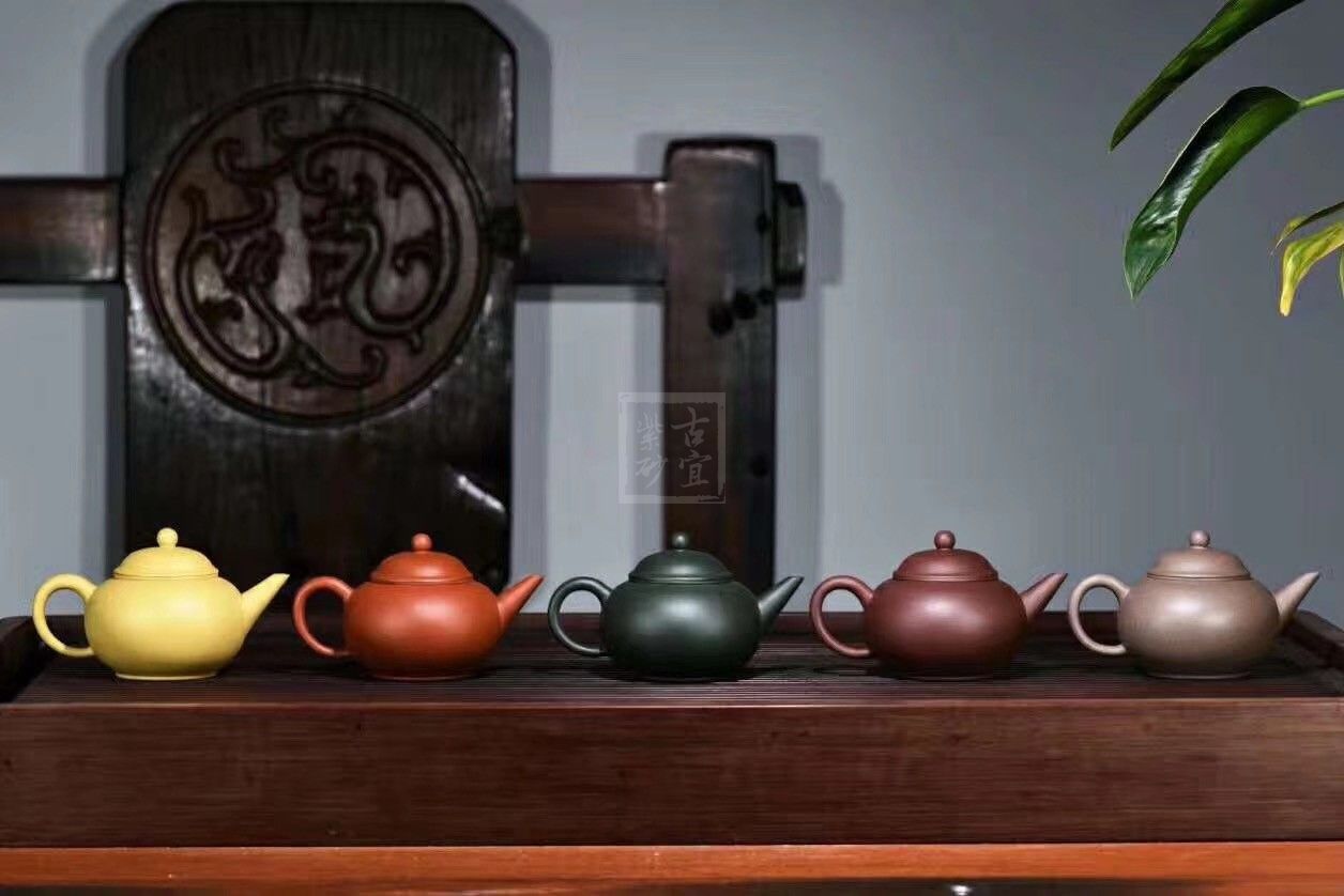 《五色土》綠泥，朱泥，紫泥，青灰泥，段泥純手工宜興紫砂壺茶具水平茶壺